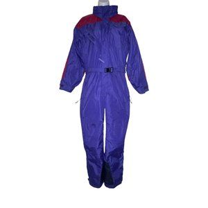 Vintage Columbia Snowsuit Womens M Colorblock Skiwear Full Snow Suit Ski Purple